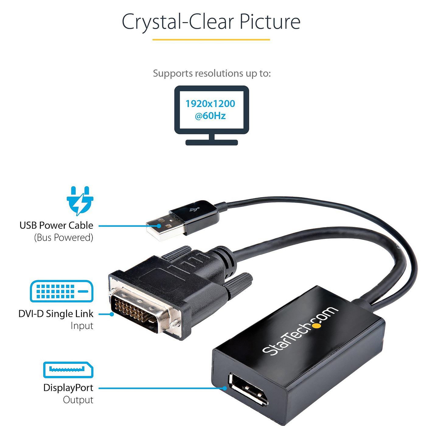 Kabllo DisplayPort StarTech.com DVI2DP2 / DVI-D në DisplayPort / 1920×1200 60Hz - Zezë - 11
