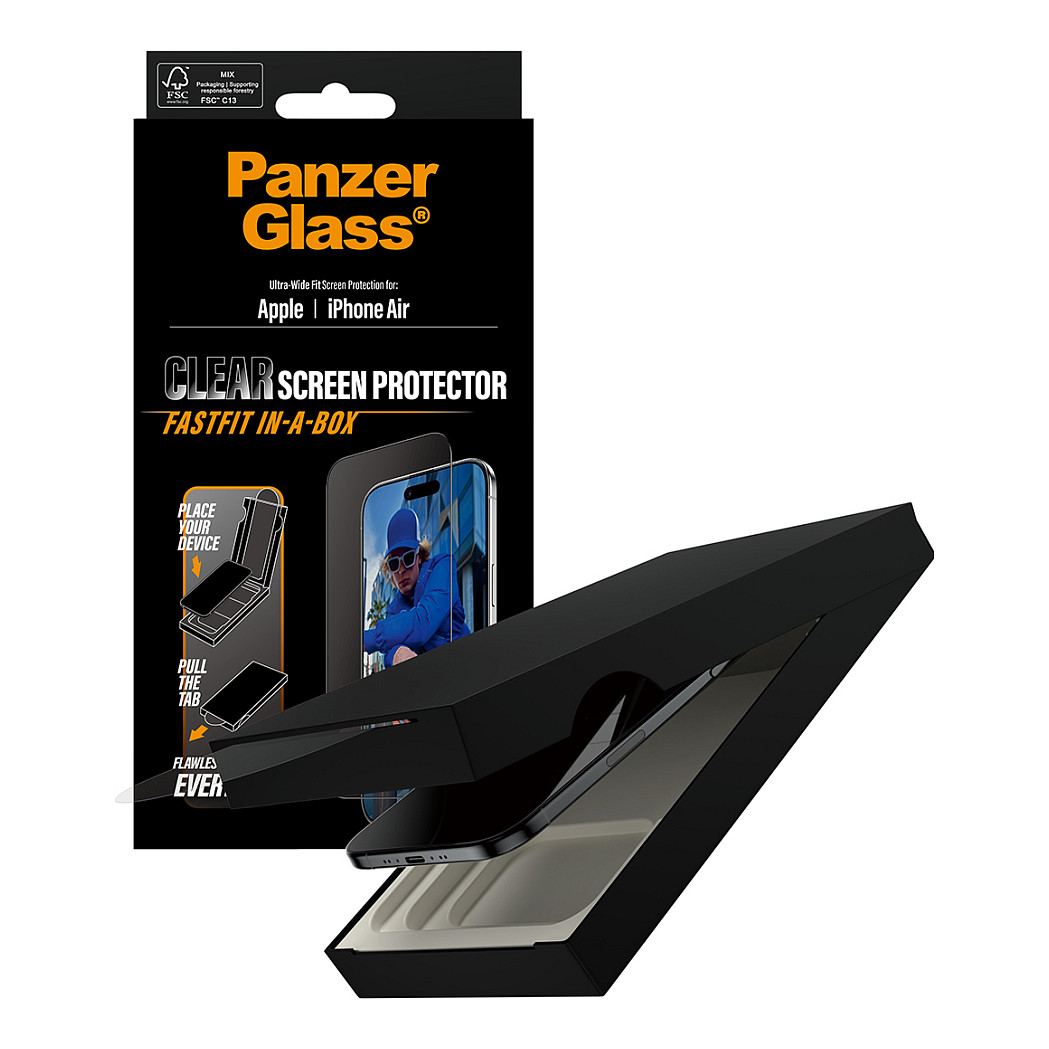Aksesorë për telefon PanzerGlass Screen Protector / iPhone Air / UWF FastFit – Kornizë e zezë / Transparente - 5