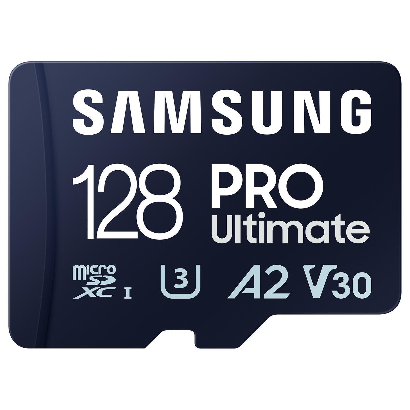 Kartë Memorie Samsung PRO Ultimate MB-MY128S, microSDXC, 128GB, UHS-I U3, V30, A2, 200MB/s, me Adapter - Blu