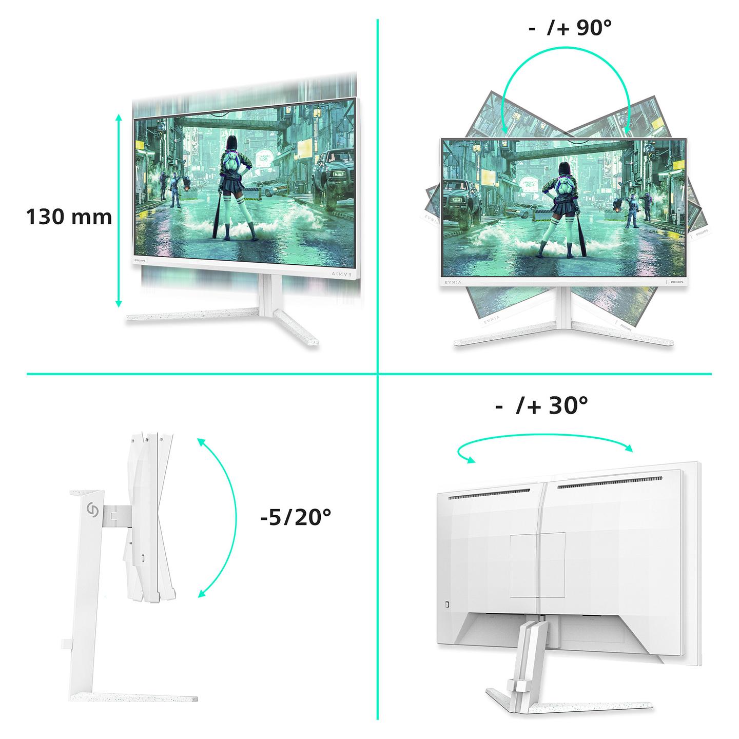 Monitor Gaming Philips Evnia 24M2N3201P/00 / 23.8" / Full HD Fast IPS / 260Hz / 1ms / HDMI+DP - Bardhë - 3