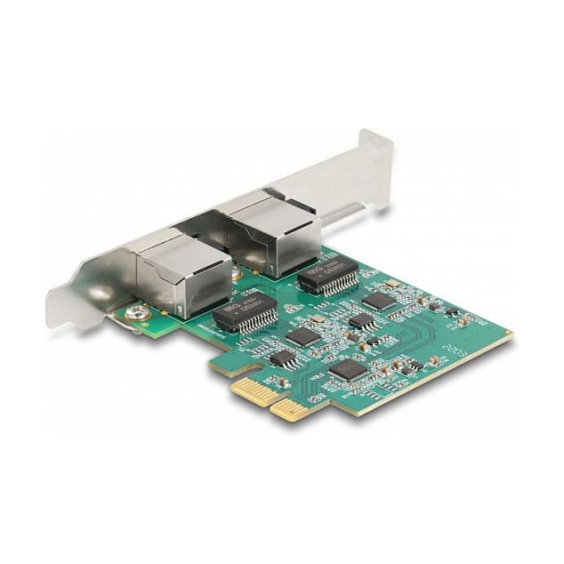 Karta të Rrjetit Delock 88101 / PCIe 2.1 x1 / 2x 2.5 Gigabit LAN RJ45 / 2.5Gbps / Realtek RTL8125B / Low Profile - 2