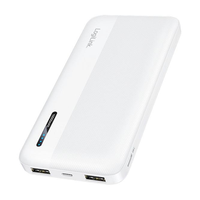 Powerbank LogiLink PA0338WRF / 10.000mAh / 12W / 2x USB-A + USB-C / Li-Po - Bardhë