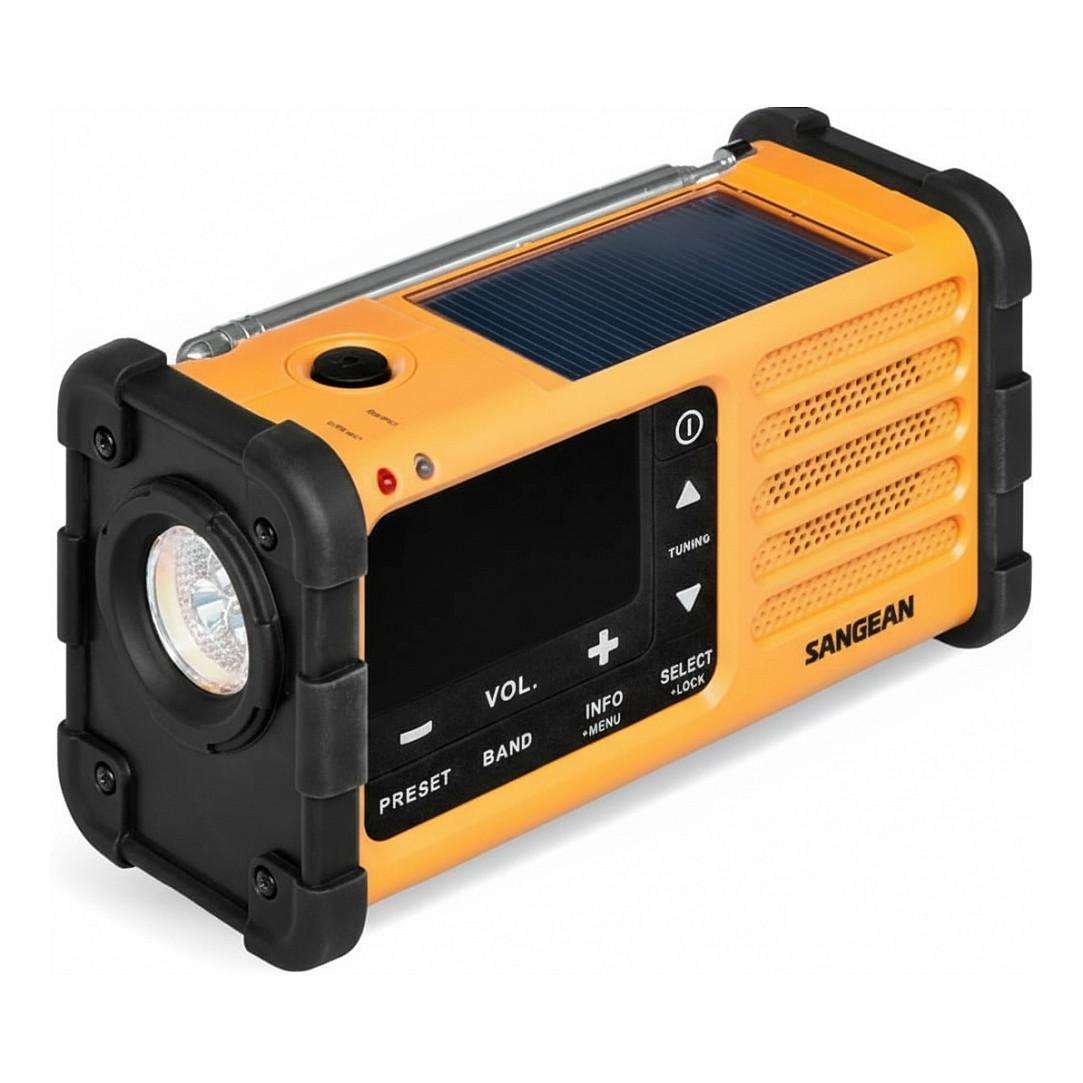 Radio emergjence portative Sangean MMR-88 DAB+, USB-C, me manivelë dhe panel diellor - Verdhë