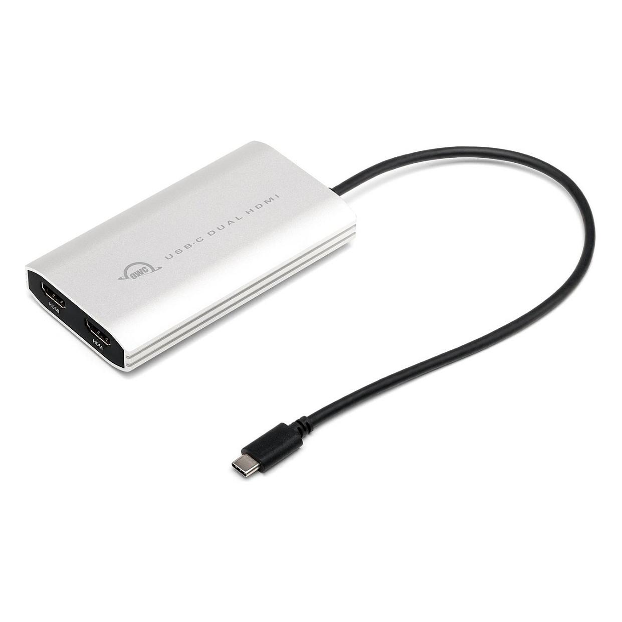 Adapter Video OWC CADPDL2HDMI / USB-C në 2× HDMI / DisplayLink / 4K 60 Hz / USB-C Power Delivery - Argjend/Zezë - 2