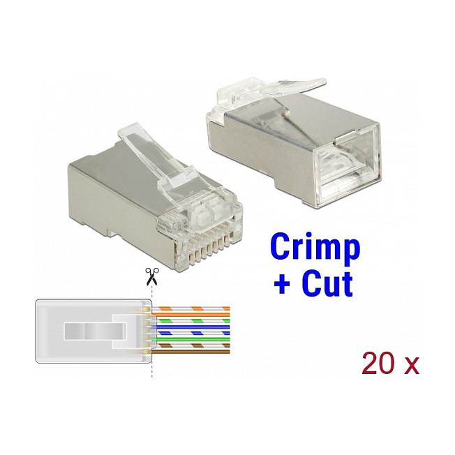 Konektor për Kabllo Rrjeti DeLOCK 86454, Cat 6, RJ-45 Mashkull, STP, Crimp+Cut, 20 copë - Transparent