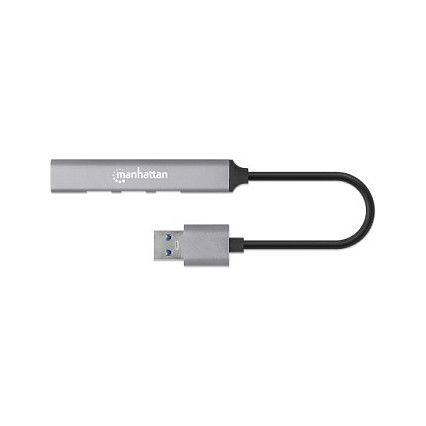 HUB Manhattan / 4‑Port / USB‑A / 3x 480 Mbit/s + 1x 1 Gbit/s / USB‑A Male - 5