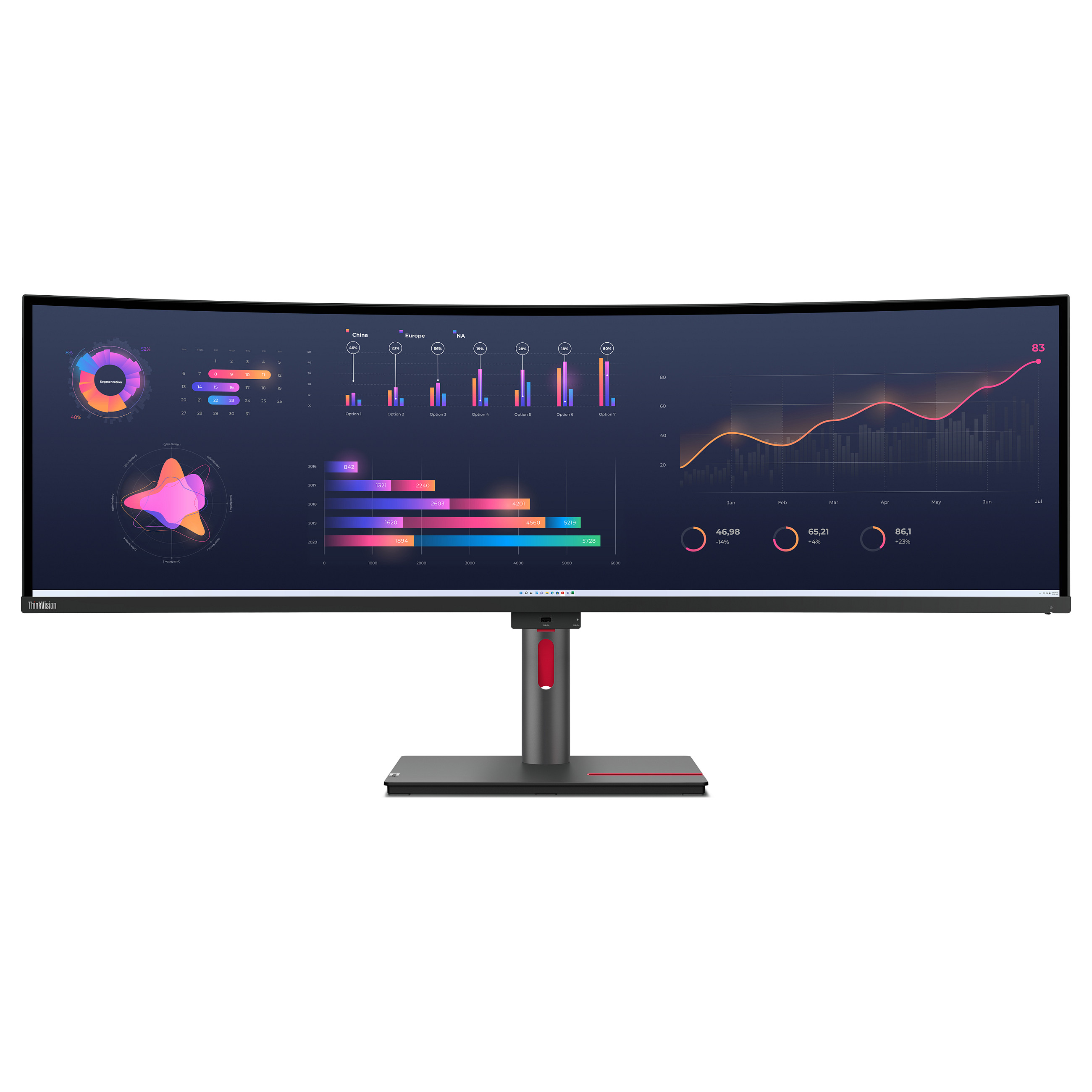 Monitor i lakuar Lenovo ThinkVision P49w-30 / 49" Dual Quad HD 60 Hz 6 ms IPS Curved / HDMI DP USB-C / e zezë - 2