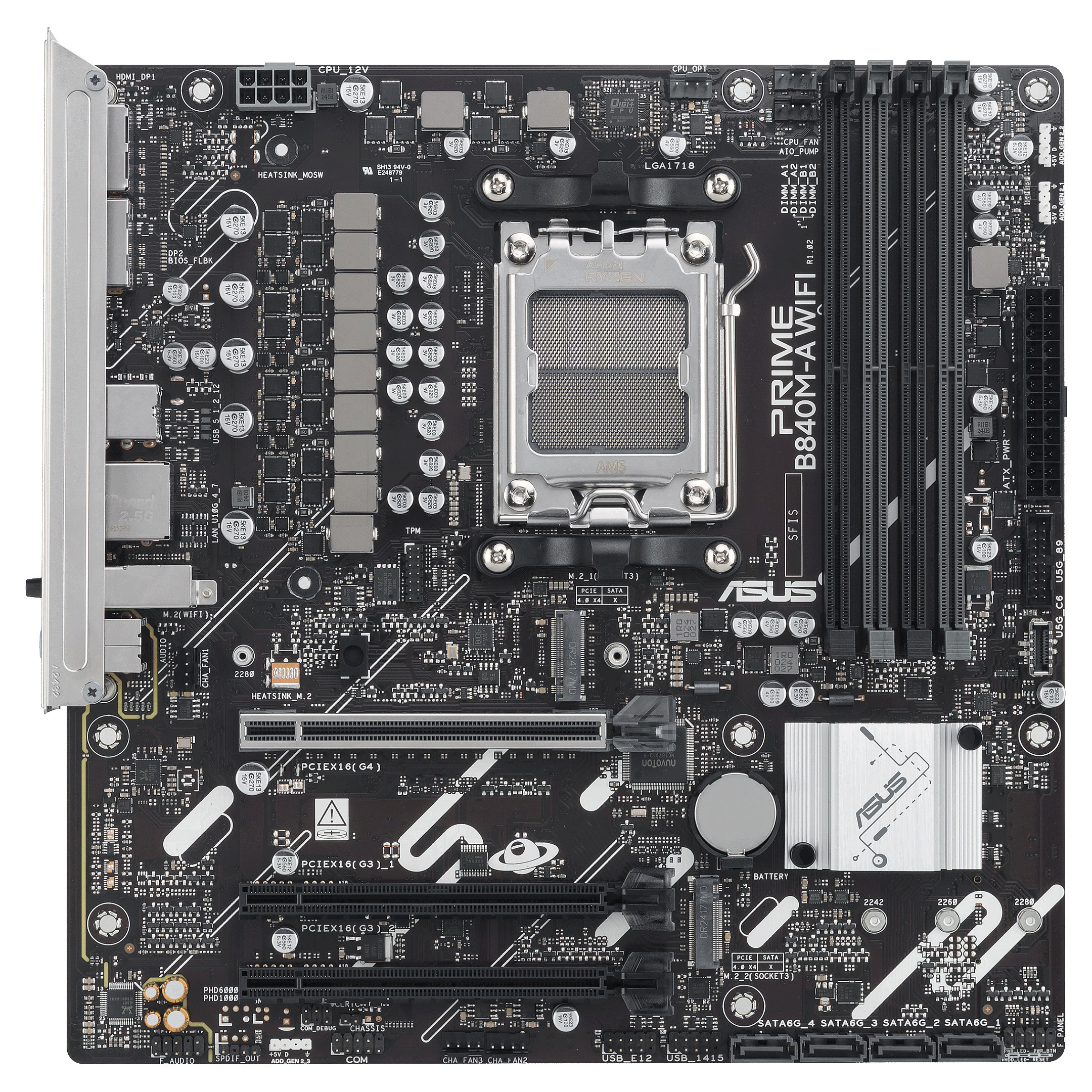 Pllakë Amë AMD AM5 ASUS Prime B840M-A WIFI / DDR5 / HDMI+DP / mATX - 7