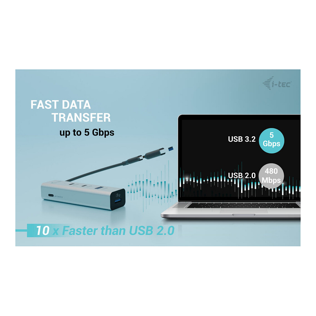 Hub i-tec CAHUBMETAL2A2CPD / 2x USB-C + 2x USB-A / 5Gbps / 85W PD – Argjend - 7