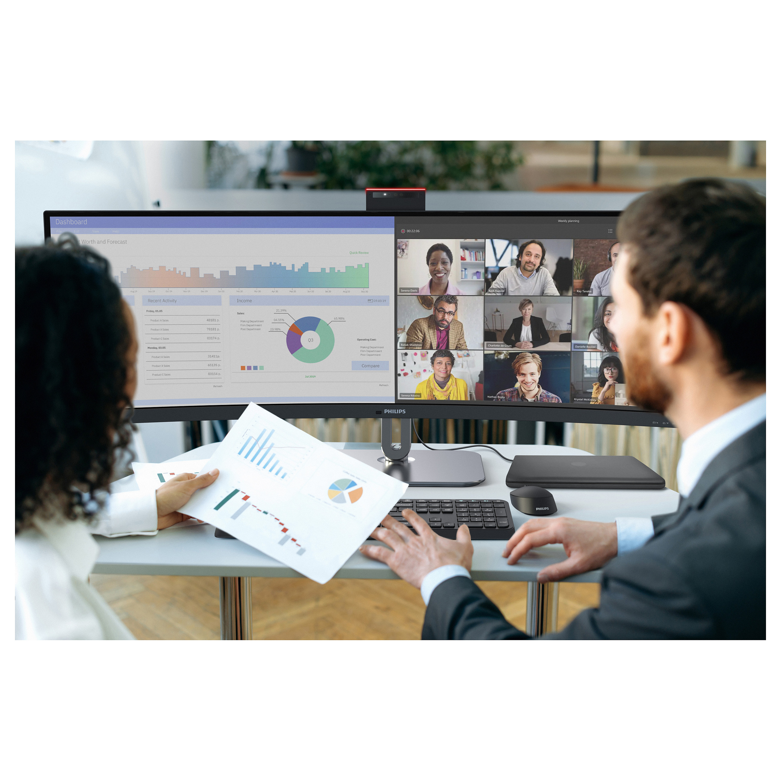 Monitor i Lakuar Philips 49B2U6903CH / 49" Dual QHD 100 Hz 4 ms VA Curved / HDMI DP USB-C / e zezë dhe hiri - 11