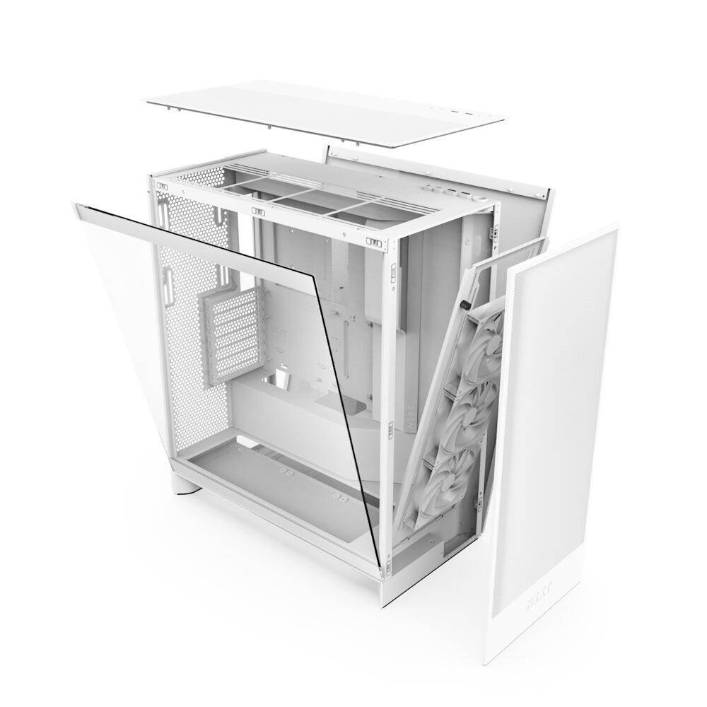 Kasë PC NZXT H7 Flow / Mid Tower / E-ATX / 3x 120mm Fan / Tempered Glass – Bardhë - 4
