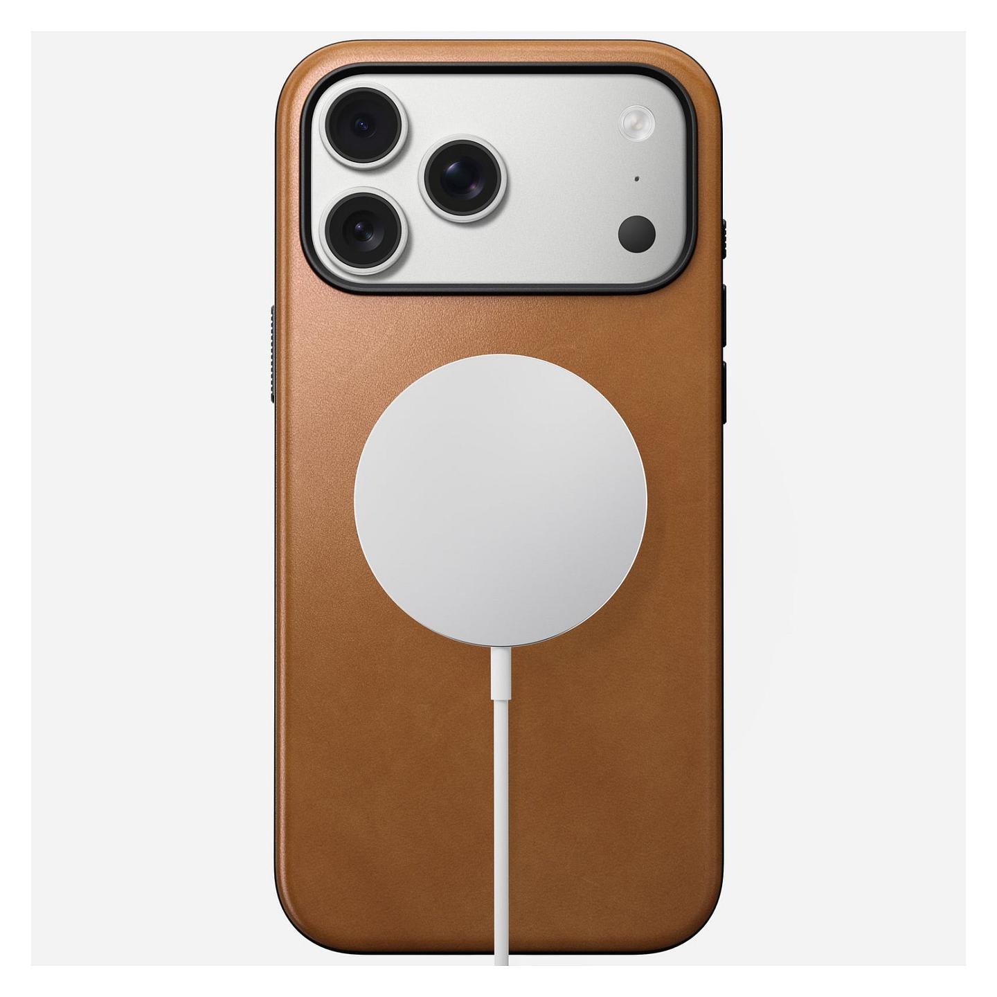Case për Telefon Nomad Modern Leather Case, iPhone 17 Pro Max, Lëkurë, MagSafe, Qi2, Mbrojtje deri 2.4m - Kafe e çelët - 3