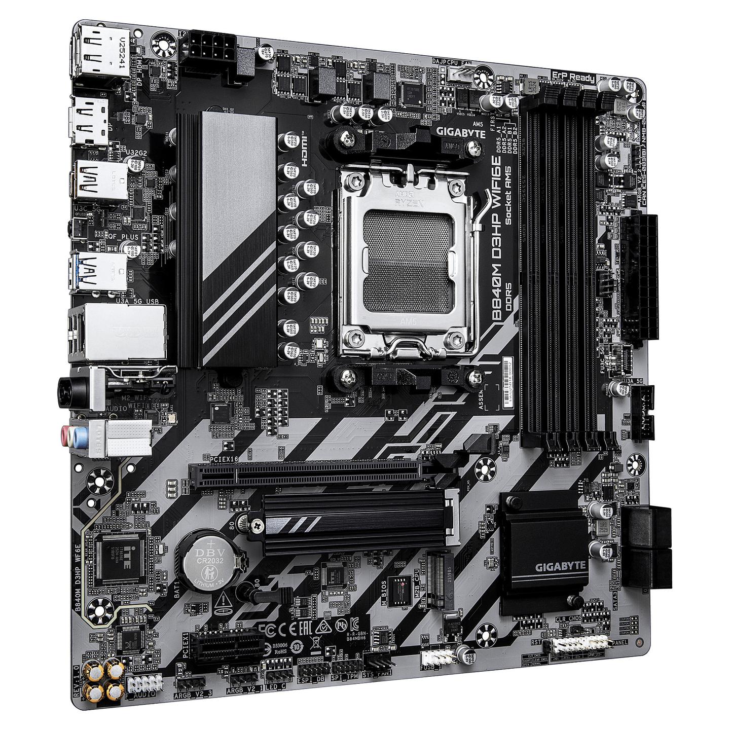 Motherboard GIGABYTE B840M D3HP WIFI6E, AMD AM5, B840, DDR5, Micro-ATX, PCIe 4.0, Wi-Fi 6E, Bluetooth 5.3, M.2 - 3