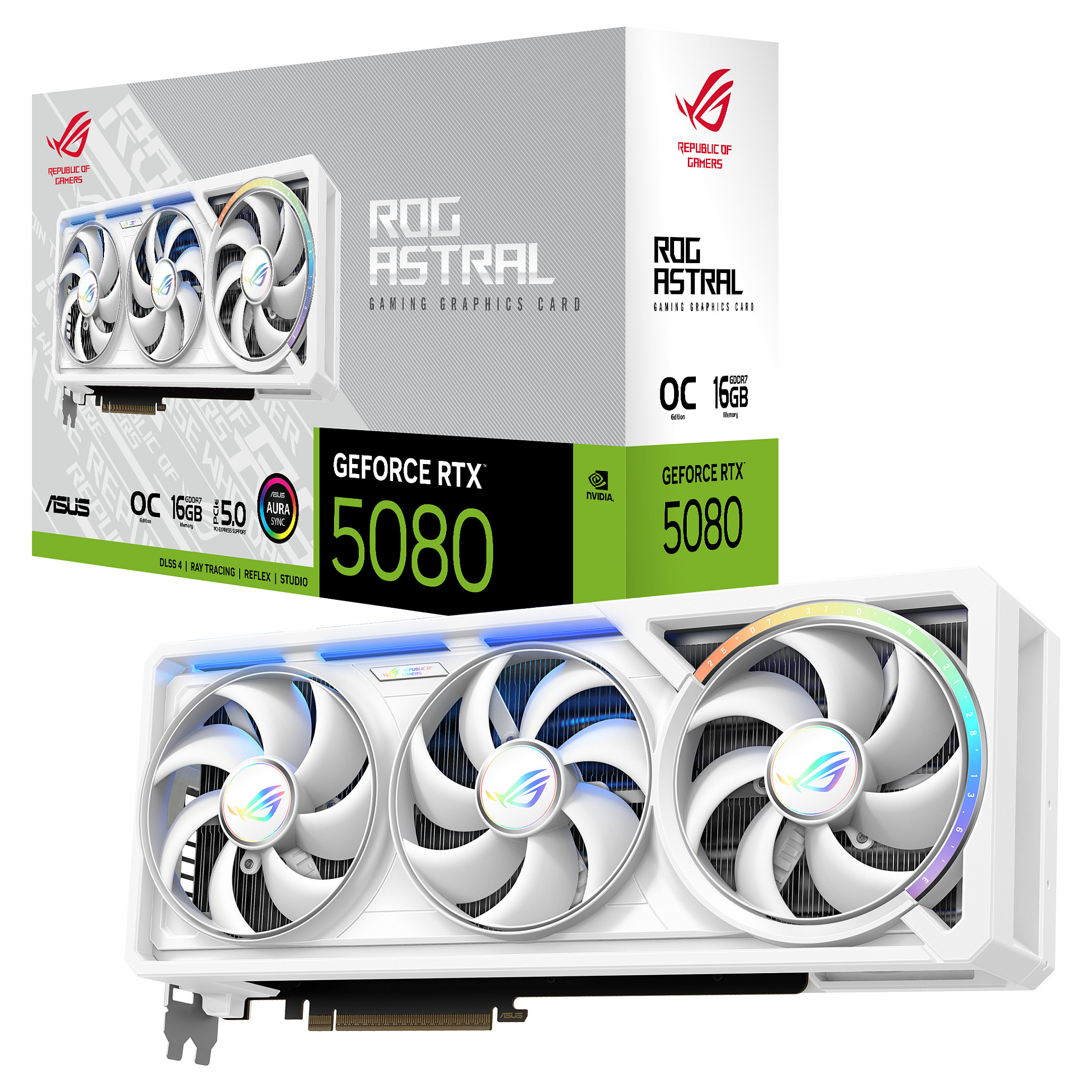 Kartë Grafike NVIDIA ASUS ROG Astral GeForce RTX 5080 OC White Edition / 16GB GDDR7 / PCIe 5.0 / 4 Fan – Bardhë - 9