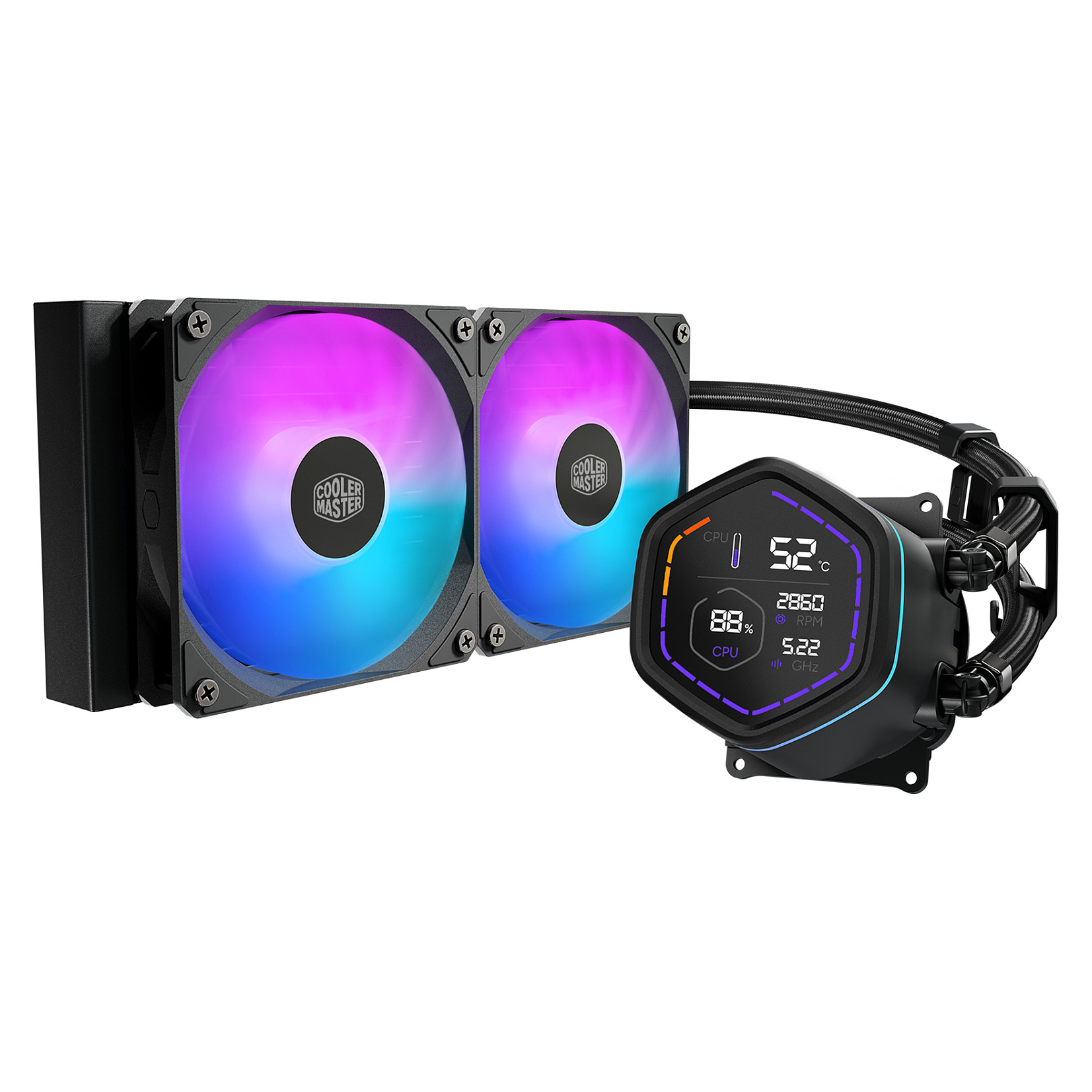 Ftohës për Procesor Cooler Master MasterLiquid Core Nex Digital / 240mm / AIO / ARGB / Digital Display - Zezë