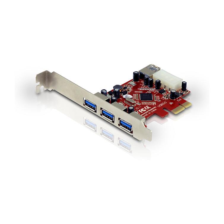 Karta e Zgjerimit USB Conceptronic C4USB3EXI, PCI Express x1, 4x USB-A 3.0, 3x të jashtme + 1x të brendshme, 5Gbps, VIA VL800, Low Profile - Kuqe