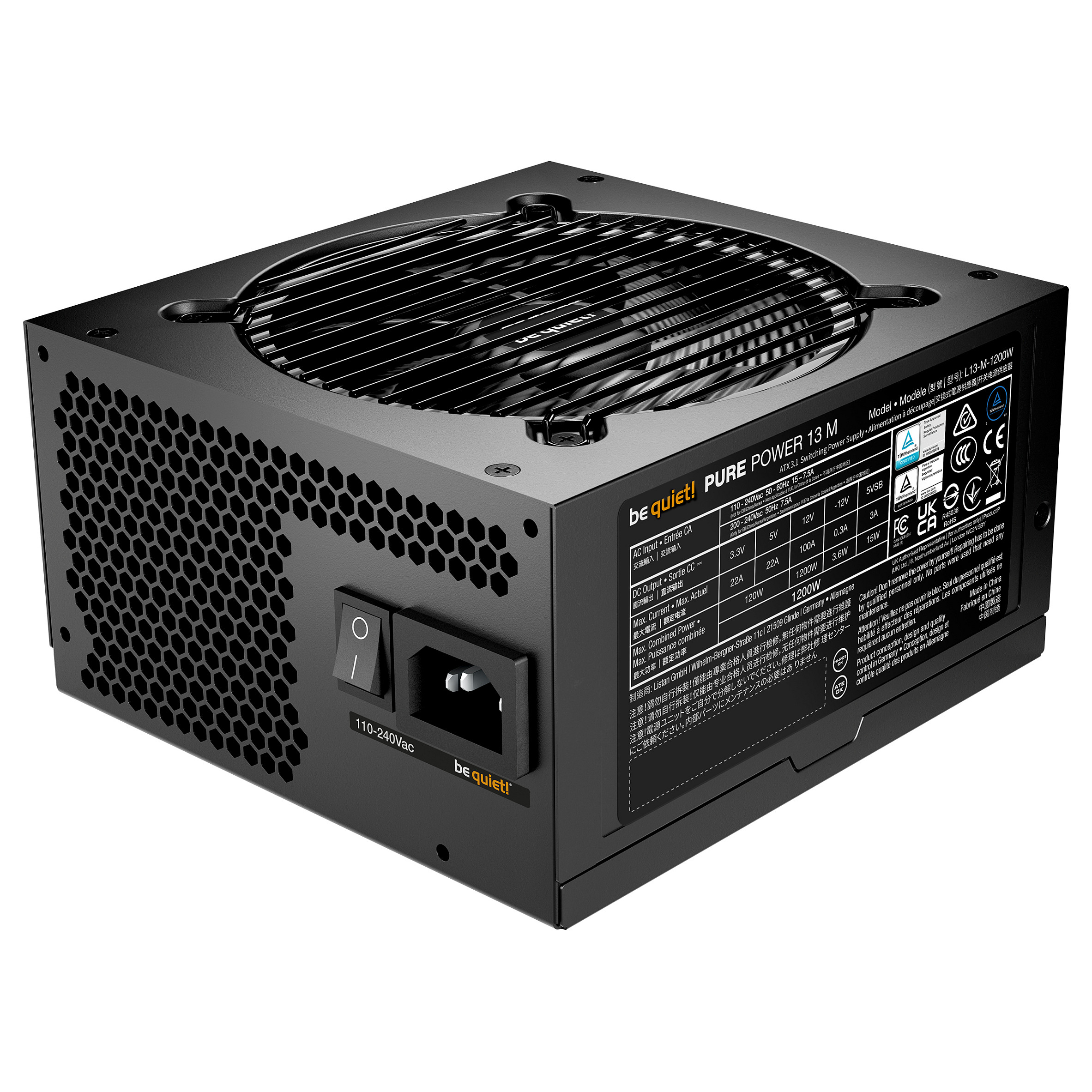 Furnizues Energjie be quiet! Pure Power 13 M / 1200W / ATX 3.1 / 80 PLUS Gold / Fully Modular - Zezë - 3