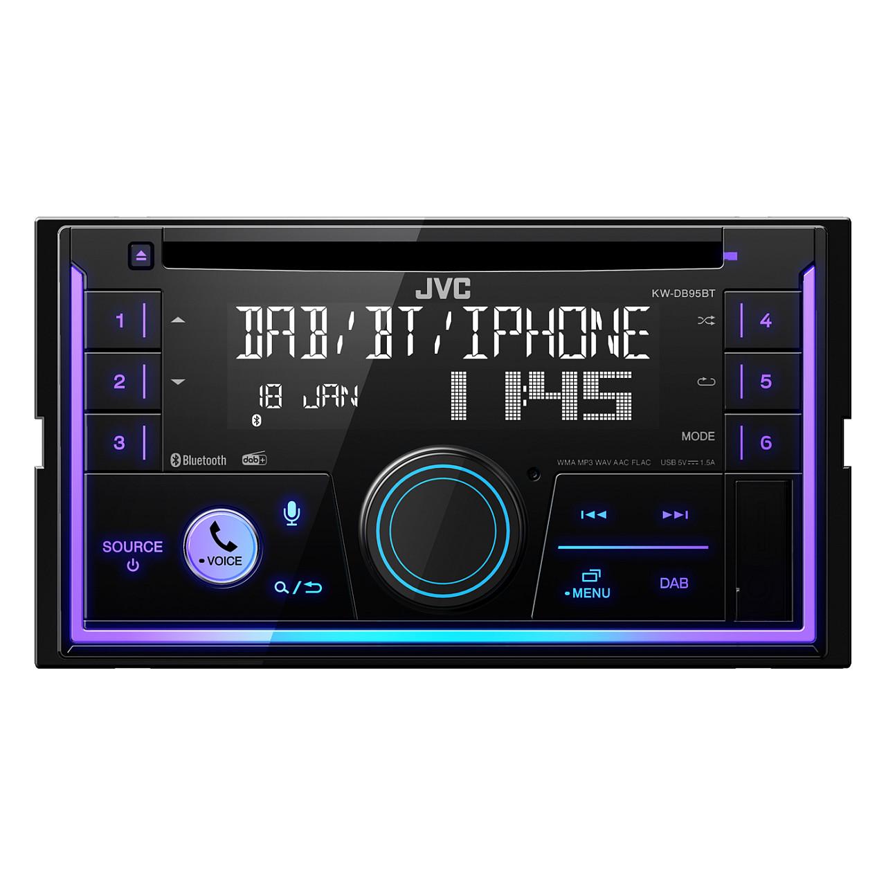 Radio për Veturë JVC KW-DB95BT, 2 DIN, Bluetooth, DAB, FM, CD, 200 W - Zezë - 2
