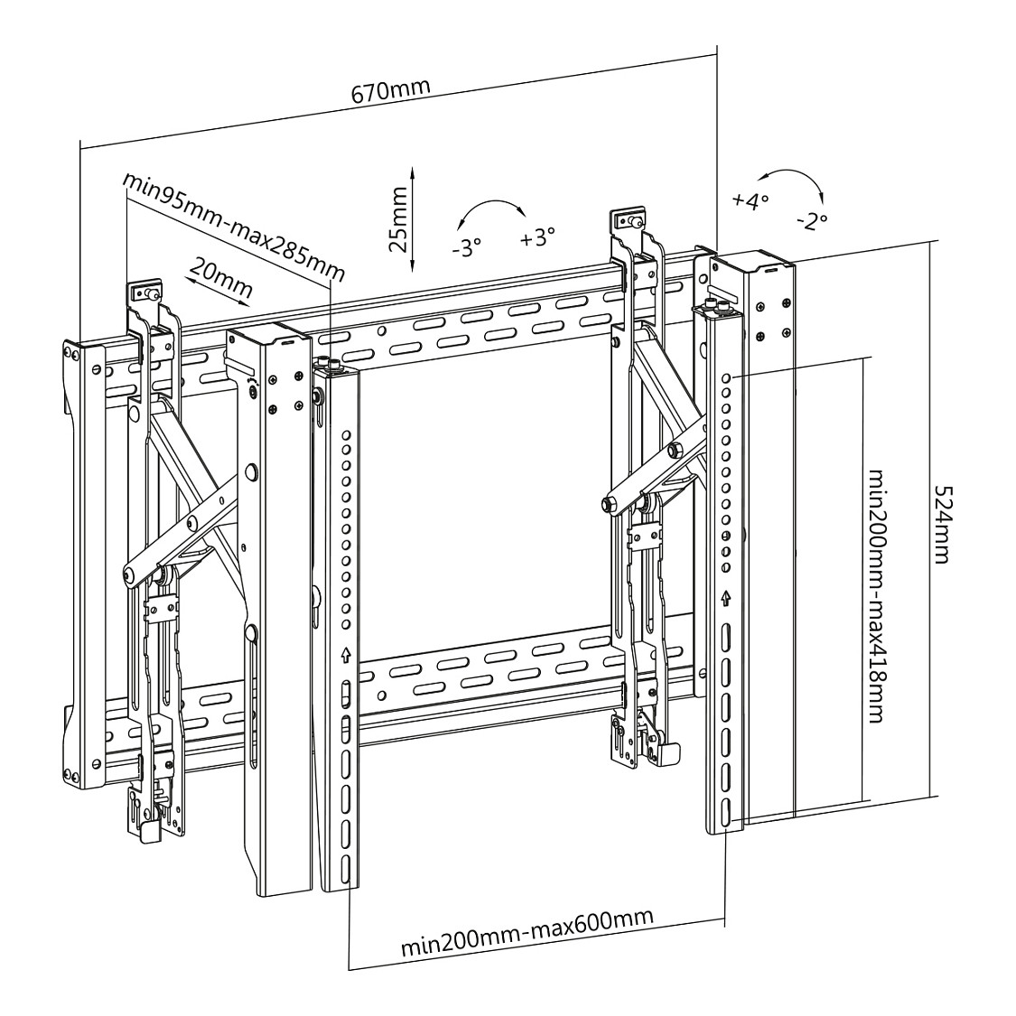 Mbajtëse për TV Video wall mount for 45-70" monitors, 70 kg, anti-theft, DIGITUS black DA-90446 - 11