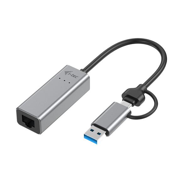 Adapter Rrjeti i-tec C31METAL25LAN, USB-C/USB-A, RJ45, 2.5Gbps, 10/100/1000/2500Mbps, Realtek RTL8156B, Metal - Gri - 2