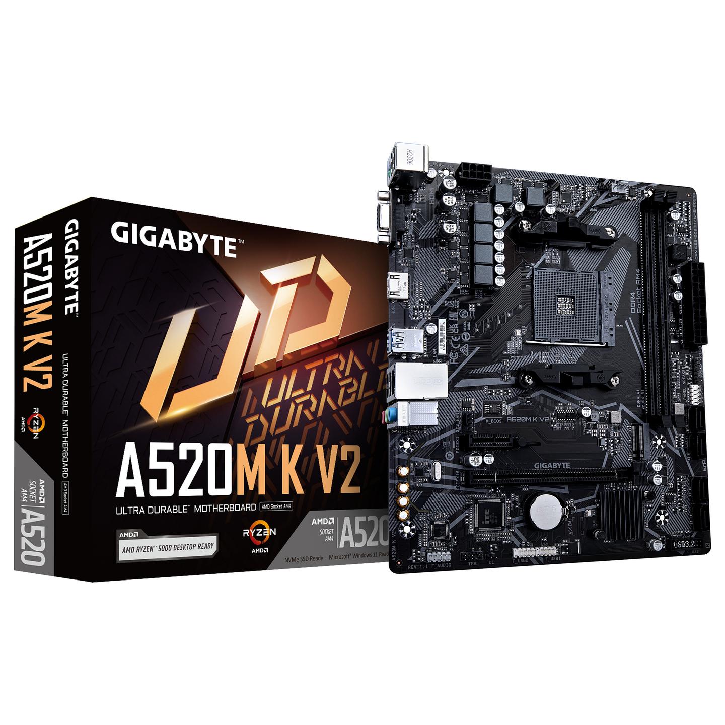 Pllakë Amë GIGABYTE A520M K V2 / AMD AM4 / A520 / DDR4 / Micro ATX / M.2 / SATA III - 1