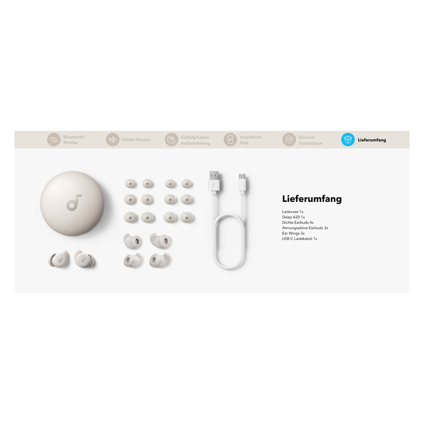 Kufje pa Kabllo Anker Soundcore Sleep A20 True Wireless In-Ear Headphones – Bardhë - 24