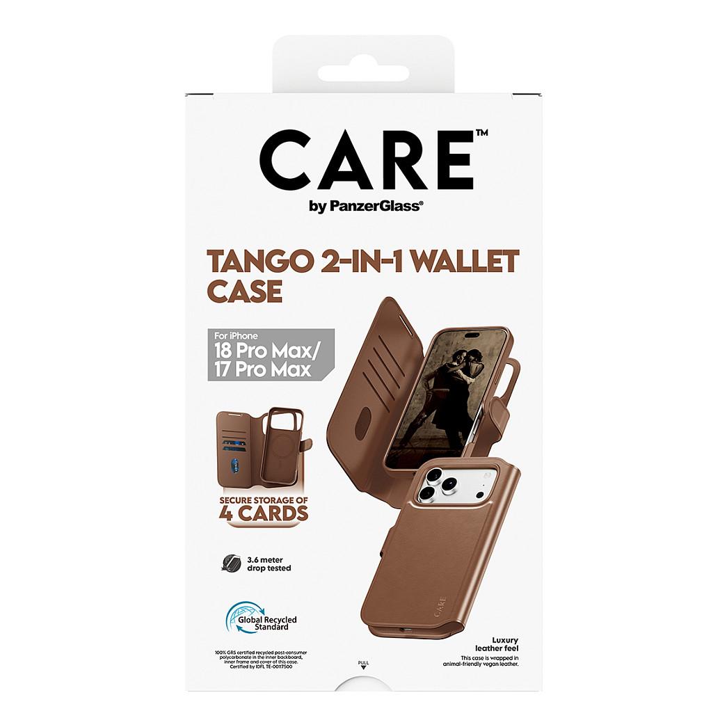 Aksesorë për telefon PanzerGlass CARE Tango 2-in-1 Wallet / iPhone 17 Pro Max / iPhone 18 Pro Max / MagSafe / Deri 4 Karta / RFID / Mbrojtje 2.4m - Kafe - 3