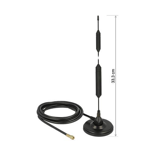 Antena për rrjet Delock 12418, GSM Quadband, 5dBi, Omnidireksionale, SMA Male, RG-58 3m - Zezë