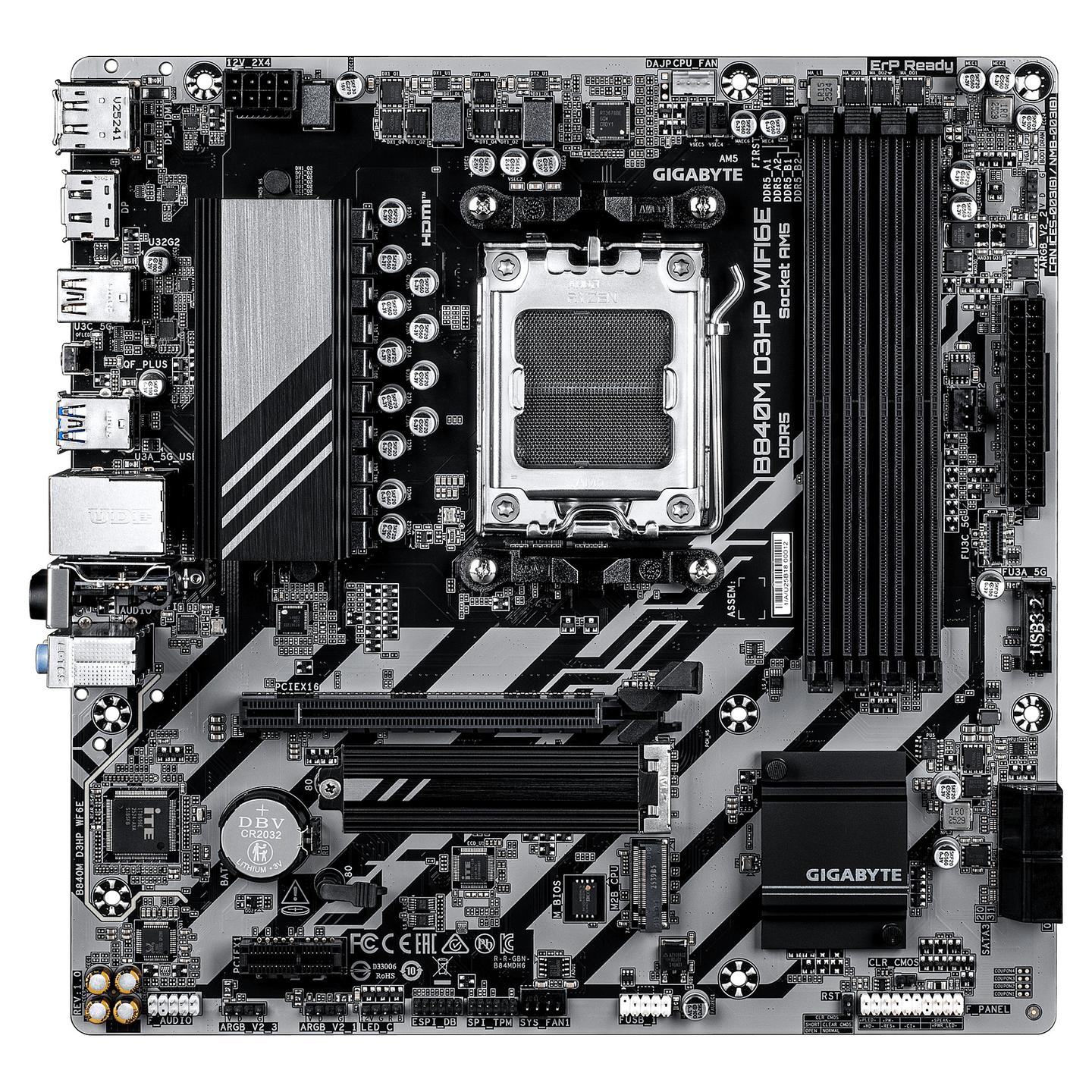 Motherboard GIGABYTE B840M D3HP WIFI6E, AMD AM5, B840, DDR5, Micro-ATX, PCIe 4.0, Wi-Fi 6E, Bluetooth 5.3, M.2 - 2