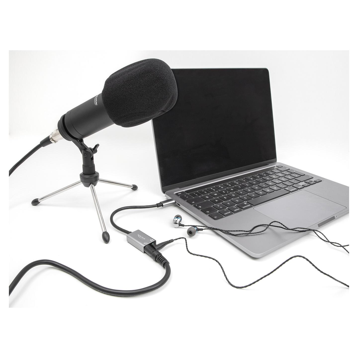 Karta e Zërit USB DeLOCK 67071 / USB Type-C / 2× Jack 3.5 mm / Mikrofon + Altoparlant / 16 Bit / 48 kHz / 14.5 cm - Gri - 2