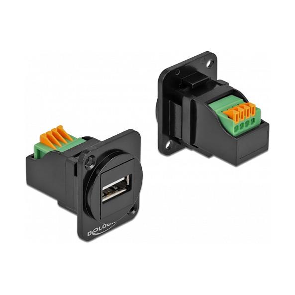 Modul Keystone USB DeLOCK 86734 / USB-A në bllok terminalesh / USB 2.0 - Zezë