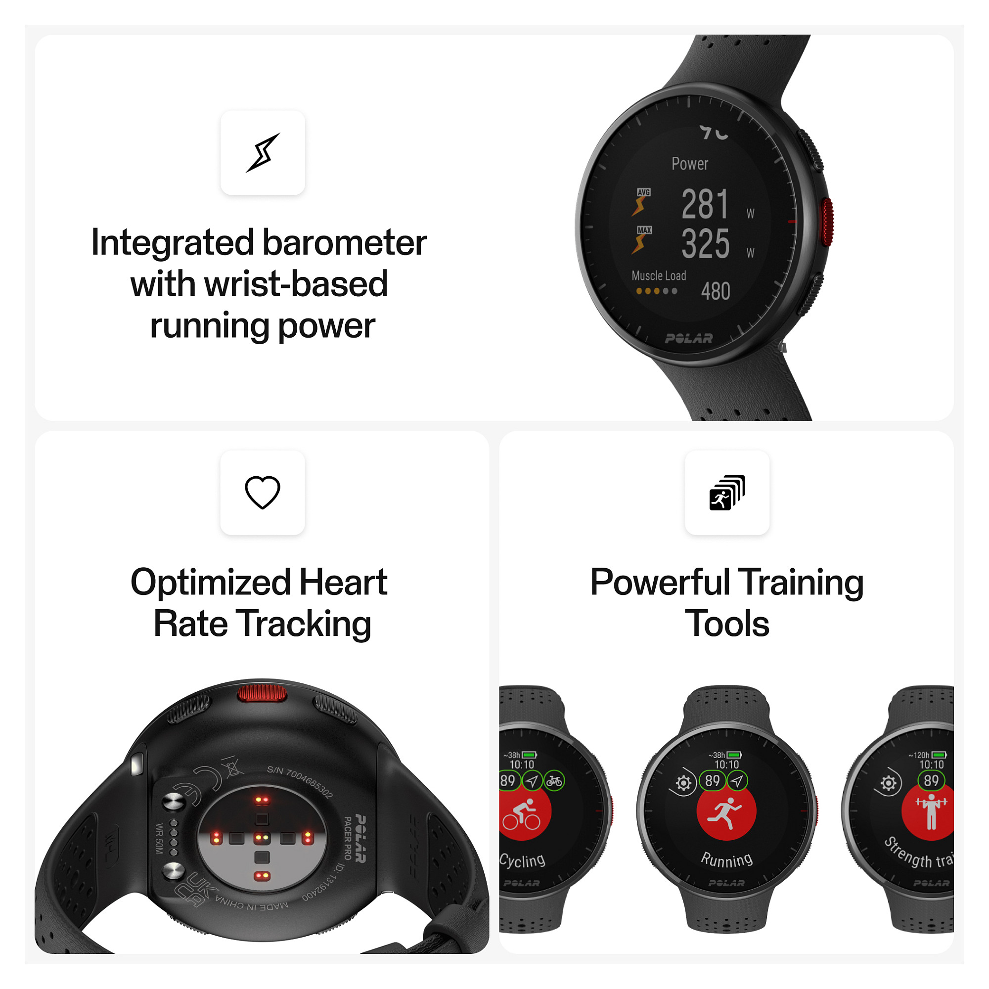 Orë e mençur Polar Pacer PRO S/L -Zezë - 4