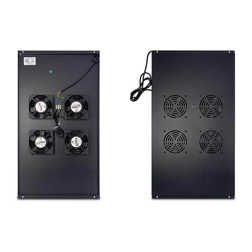 Ftohës për Kasë Inter-Tech SWSN-1000 / 4x Ventilator / 19" / 240V AC / Për Kabinete 1000mm – Zezë - 1