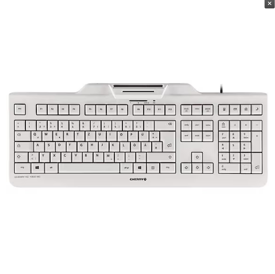 Tastierë Me kabllo CHERRY KC 1000 SC / JK-A0100BE-0 / 105 + 4 Taste / Smart Card Reader / USB / AZERTY - Bardhë