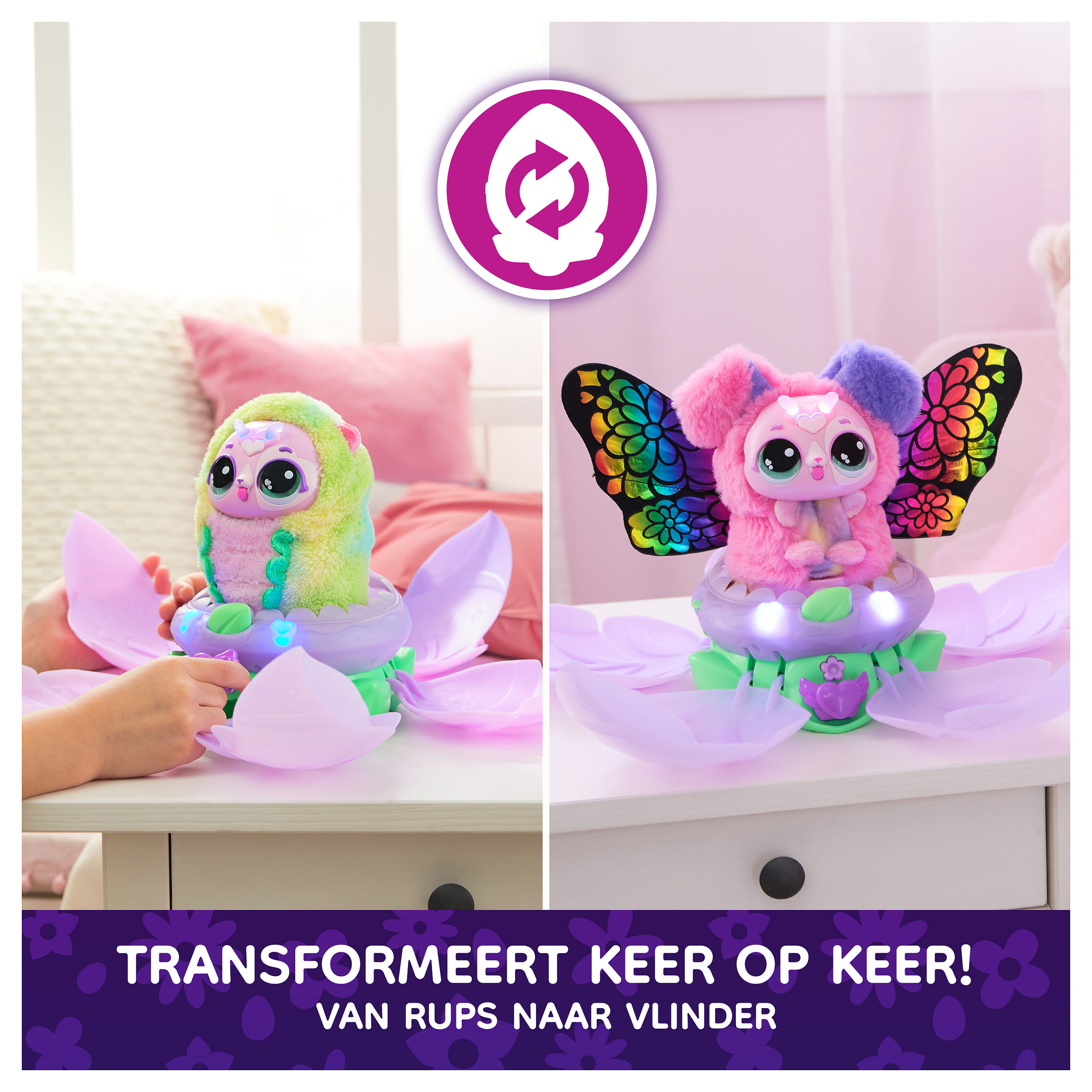 Lodra Hatchimals Bloomables Kittyfly – Interactive Toy / 100+ Sounds & Reactions / Magical Transformation / 3 AA Batteries - Mix - 4