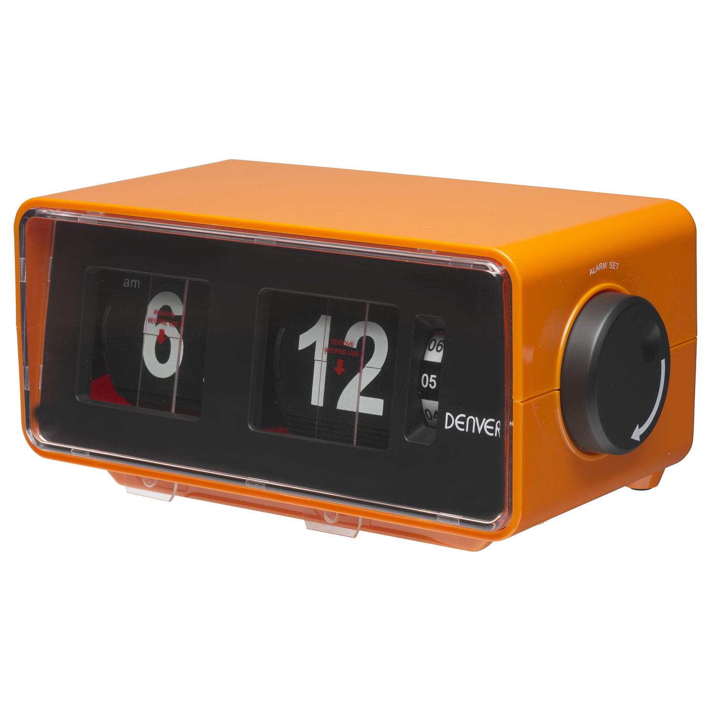 Radio me orë dhe alarm Denver CR-425, FM PLL, ekran me shifra retro, zgjim me radio ose sinjal zanor, bateri rezervë AA - Portokalli - 2