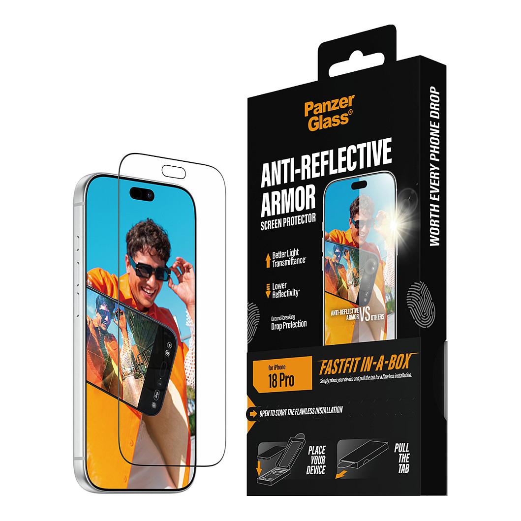Mbrojtëse Ekrani PanzerGlass Anti-reflective Armor për iPhone 18 Pro, Xham i Temperuar, Anti-Reflektues, Ultra-Wide Fit, FASTFIT IN-A-BOX - Transparente - 6