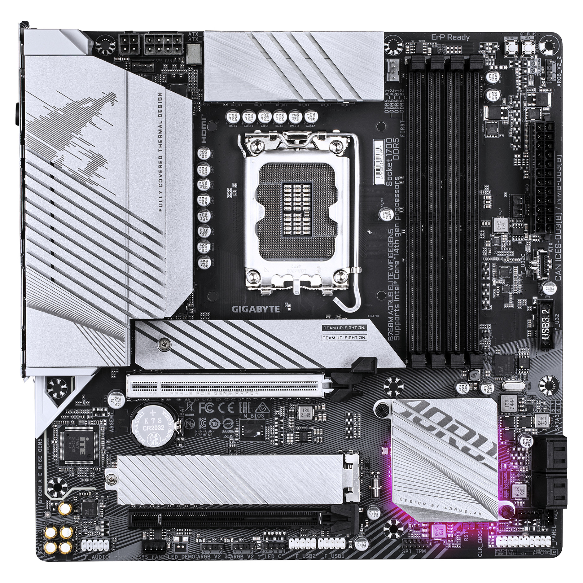 Pllakë Amë Intel Gigabyte B760M AORUS Elite WiFi6E Gen5 Motherboard (B760 / LGA1700 / mATX / DDR5 / WiFi6E / PCIe Gen5 / HDMI / DisplayPort) - 2