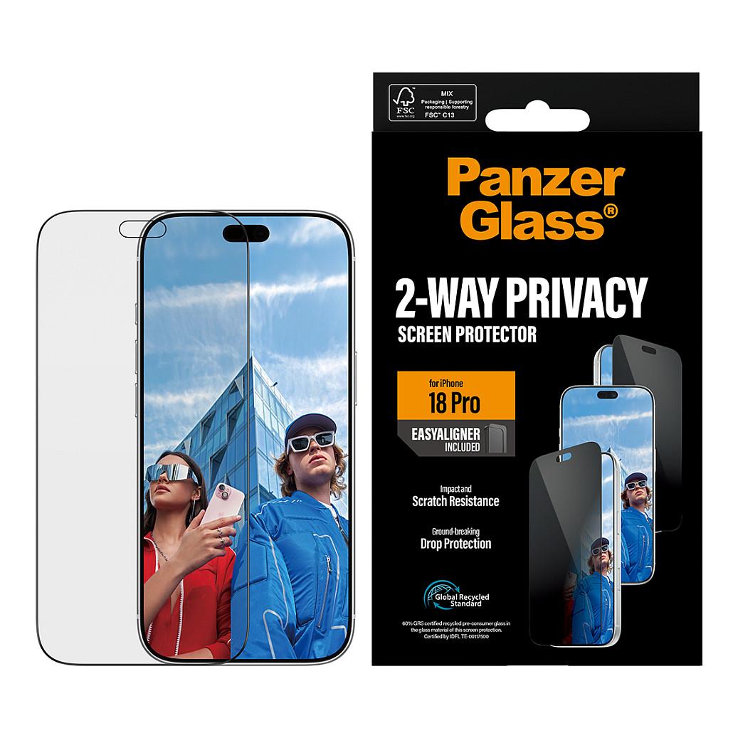 Mbrojtëse Ekrani PanzerGlass 2-Way Privacy për iPhone 18 Pro, Ultra-Wide Fit, EasyAligner - Transparente - 2
