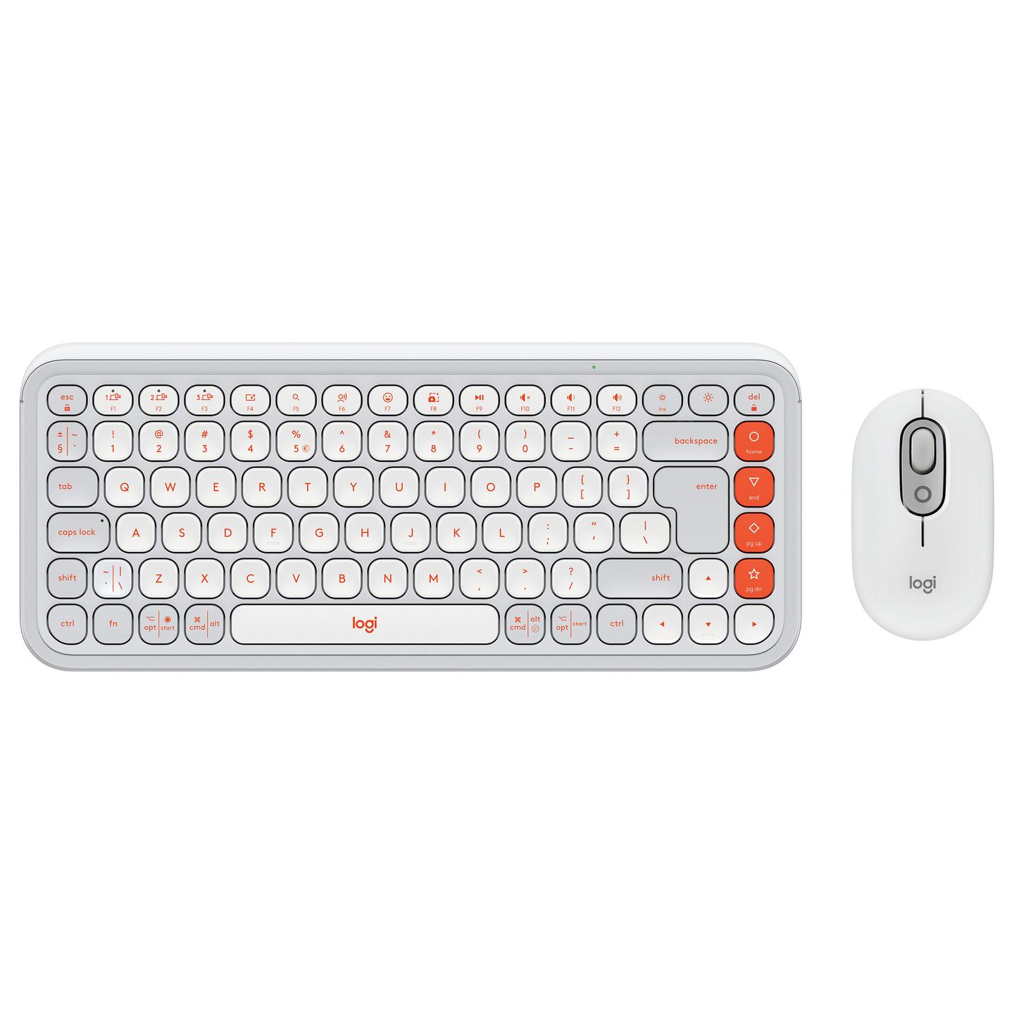 Combo (Tastierë & Maus) Logitech POP Icon Combo, Wireless, Bluetooth, QWERTY US International, Kompakt, 5 Butona, 2000 DPI - Bardhë