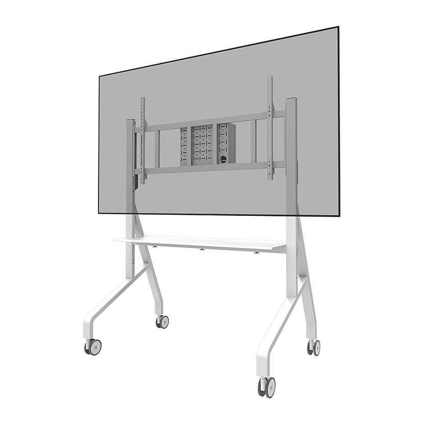 Mbajtëse për TV Neomounts FL50-575WH1 / 65–115" / deri 125kg / VESA 100x100–1100x600 / Lartësi e Rregullueshme / Me Rrota - Bardhë