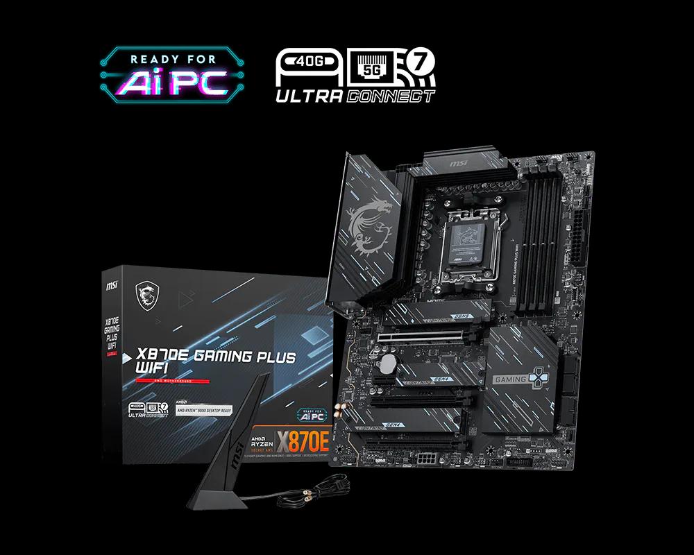 Pllakë Amë AMD MSI X870E Gaming Plus WiFi, ATX, AM5, X870E, DDR5, PCIe 5.0, WiFi 7, Bluetooth, M.2 PCIe 5.0, USB -C - 2