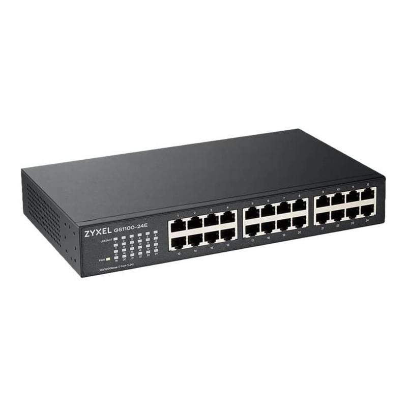 Switch Zyxel GS1100-24ES, 24 porta Gigabit Ethernet RJ45, Switching Capacity 48Gbps, Unmanaged, pa ventilator, montim në rack 1U ose mur - Zezë - 2