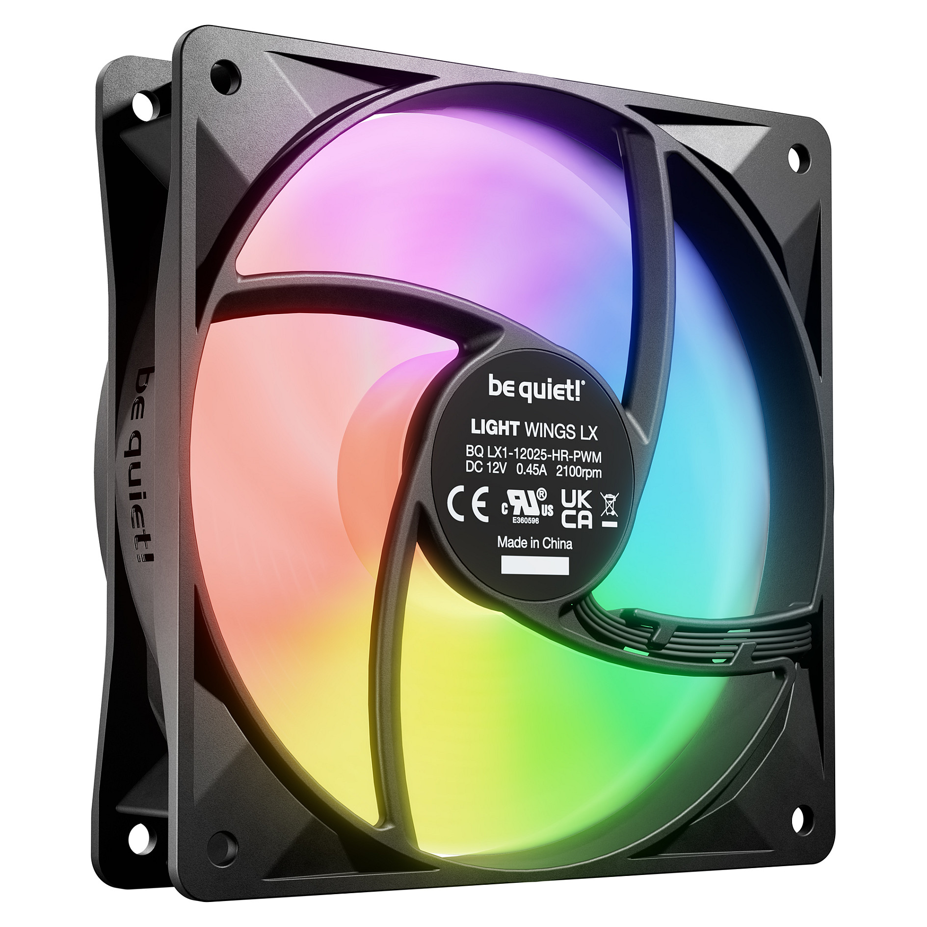 Ftohës për Kasë be quiet! Light Wings LX High-Speed / 120mm / 2100 RPM / PWM / ARGB / 3-Pack – Zezë - 4
