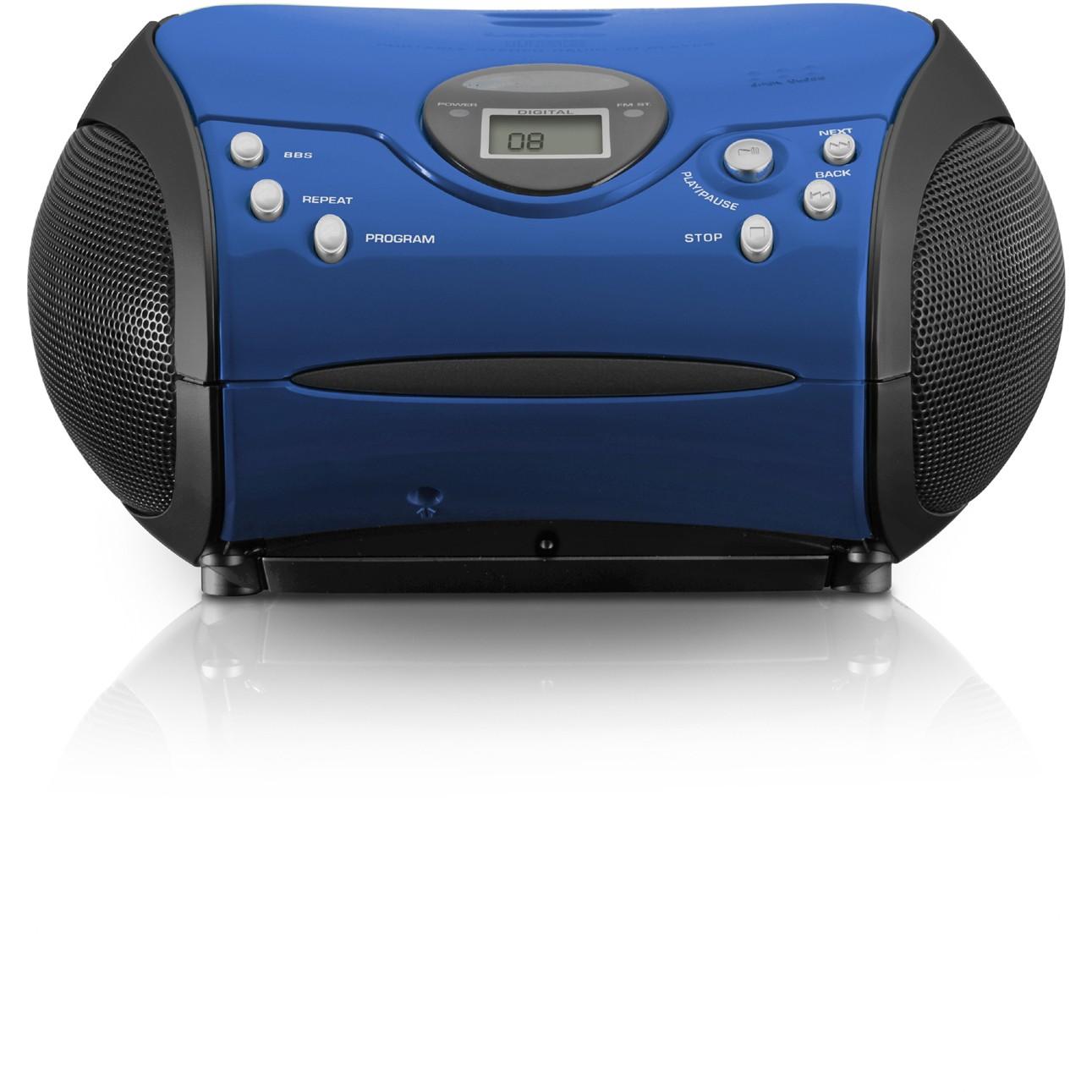 Radio portative Lenco SCD-24, FM, CD Player, Tuner digjital, Ekran LCD, Me rrymë dhe bateri - Zezë, kaltër - 2