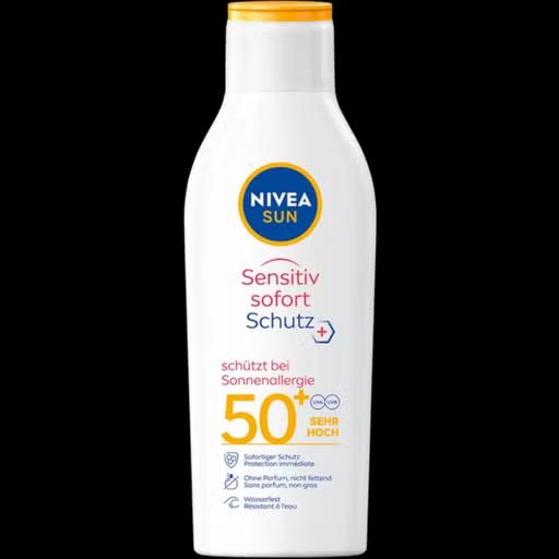 Krem Dielli NIVEA SUN Sensitiv Sofort Schutz / SPF 50+ / Për Lëkurë të Ndjeshme / Rezistent ndaj Ujit / 200 ml