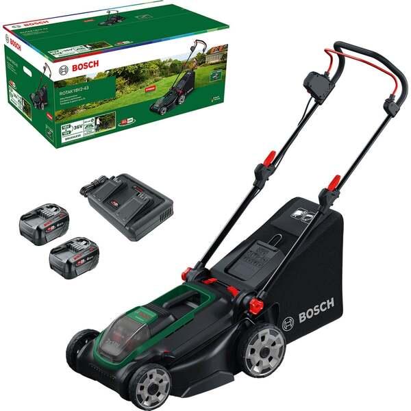 Kositëse Bari me Bateri Bosch Rotak 18V2-43, 2x18V, 43cm, 30–75mm, 50L, Solo - Gjelbër/Zezë - 2
