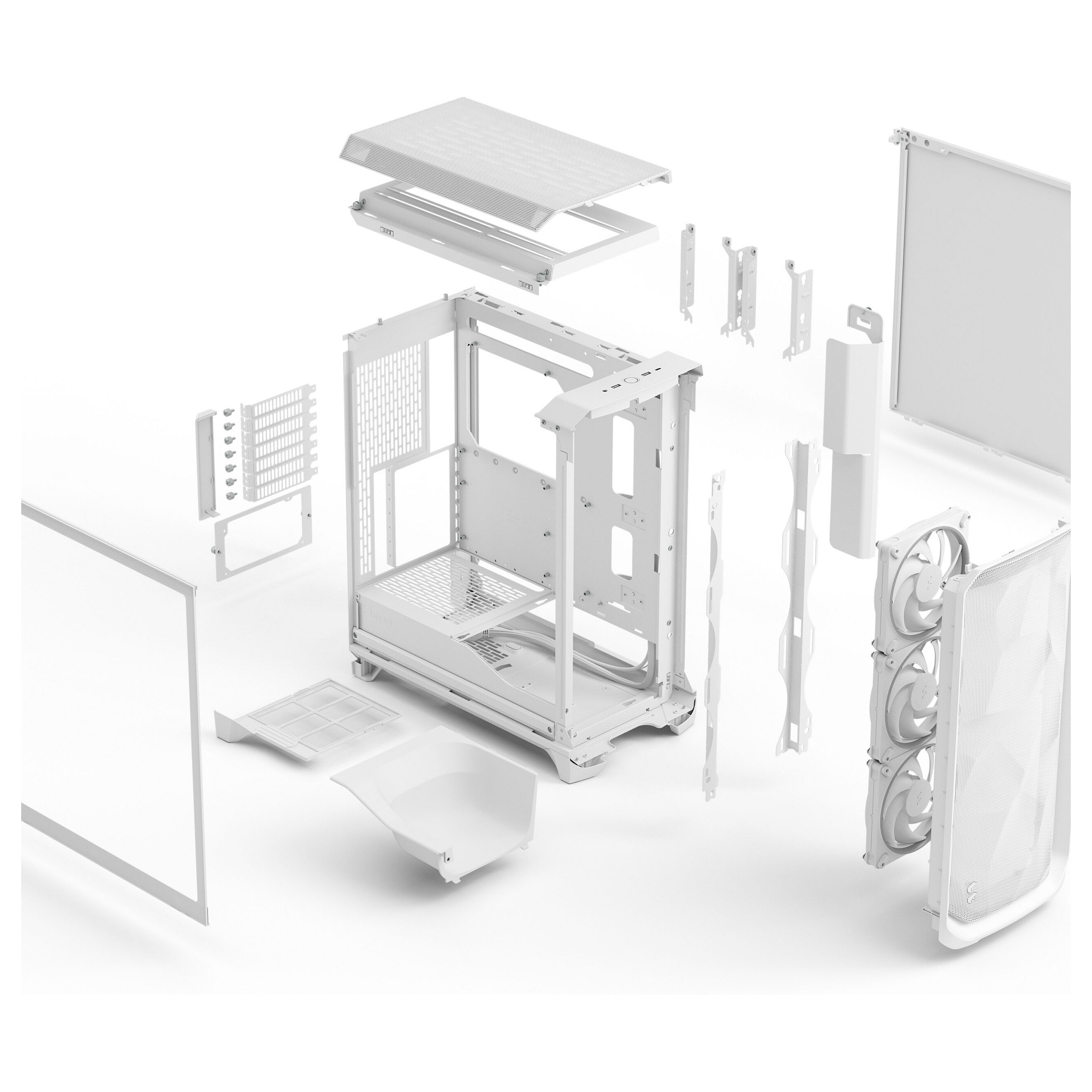 Kasë Midi Fractal Design Meshify 3 RGB TG Light Tint – Bardhë - 14