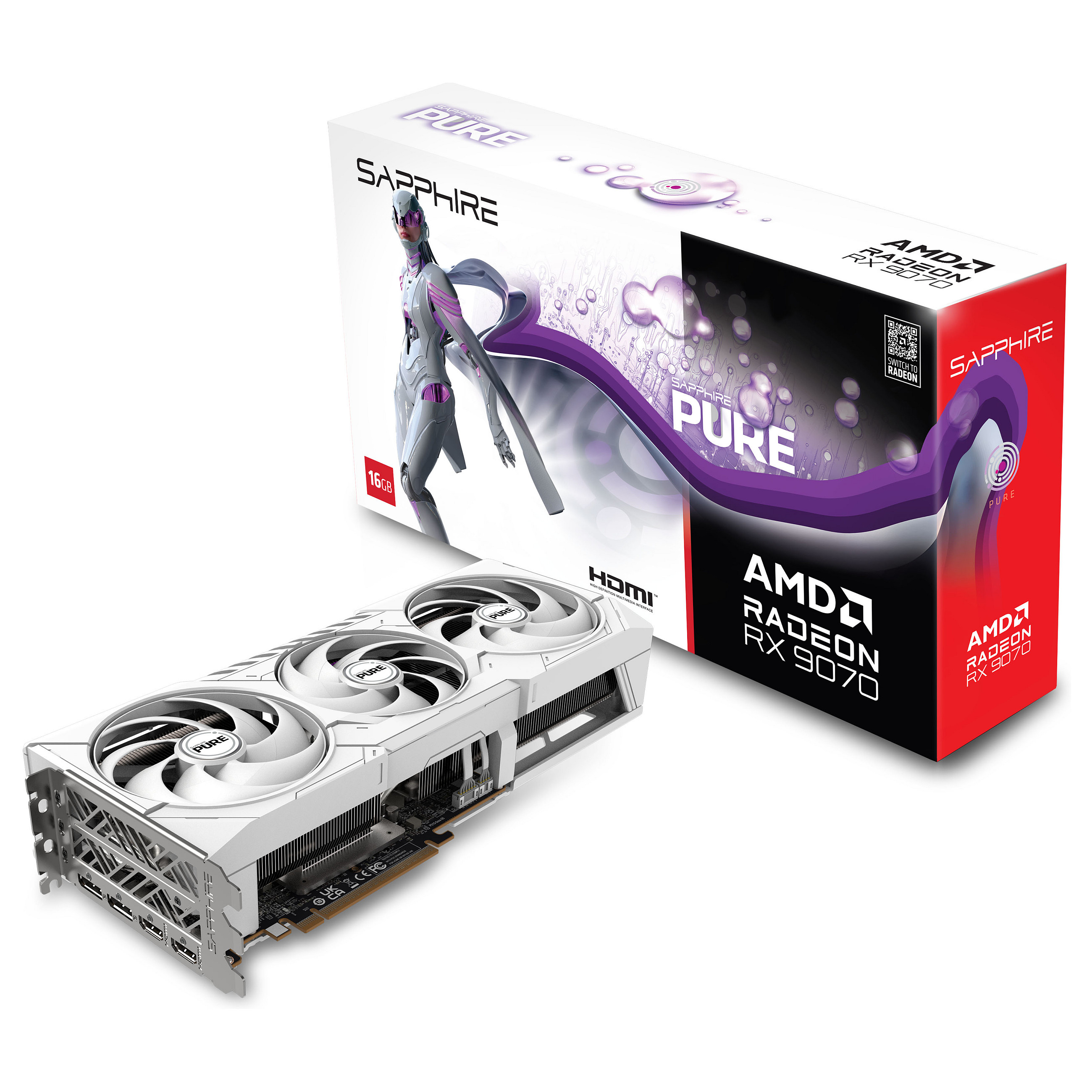 Kartelë grafike RX 9070 16GB Sapphire Pure Radeon OC GDDR6 3 Fan, e bardhë - 7