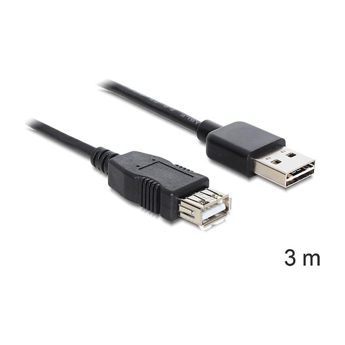 Kabllo USB DeLOCK 83372, USB 2.0 Type-A mashkull EASY-USB në USB 2.0 Type-A femër, 480 Mb/s, 3 m - Zezë - 2